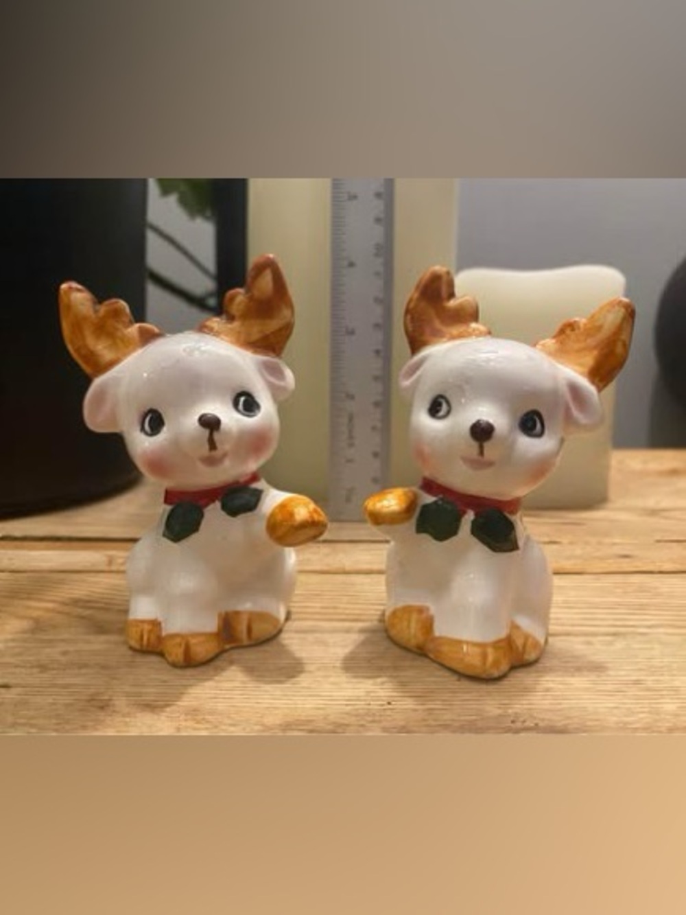Vintage Lefton Reindeer Salt & Pepper Shakers Japan MCM Christmas Kitsch